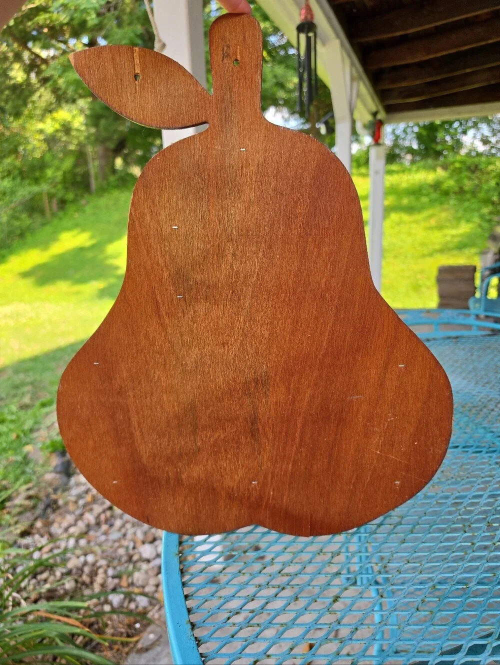 Vtg Pear Shaped Wood Wall Hanging Curio Trinket Shadow Box Cottage Core